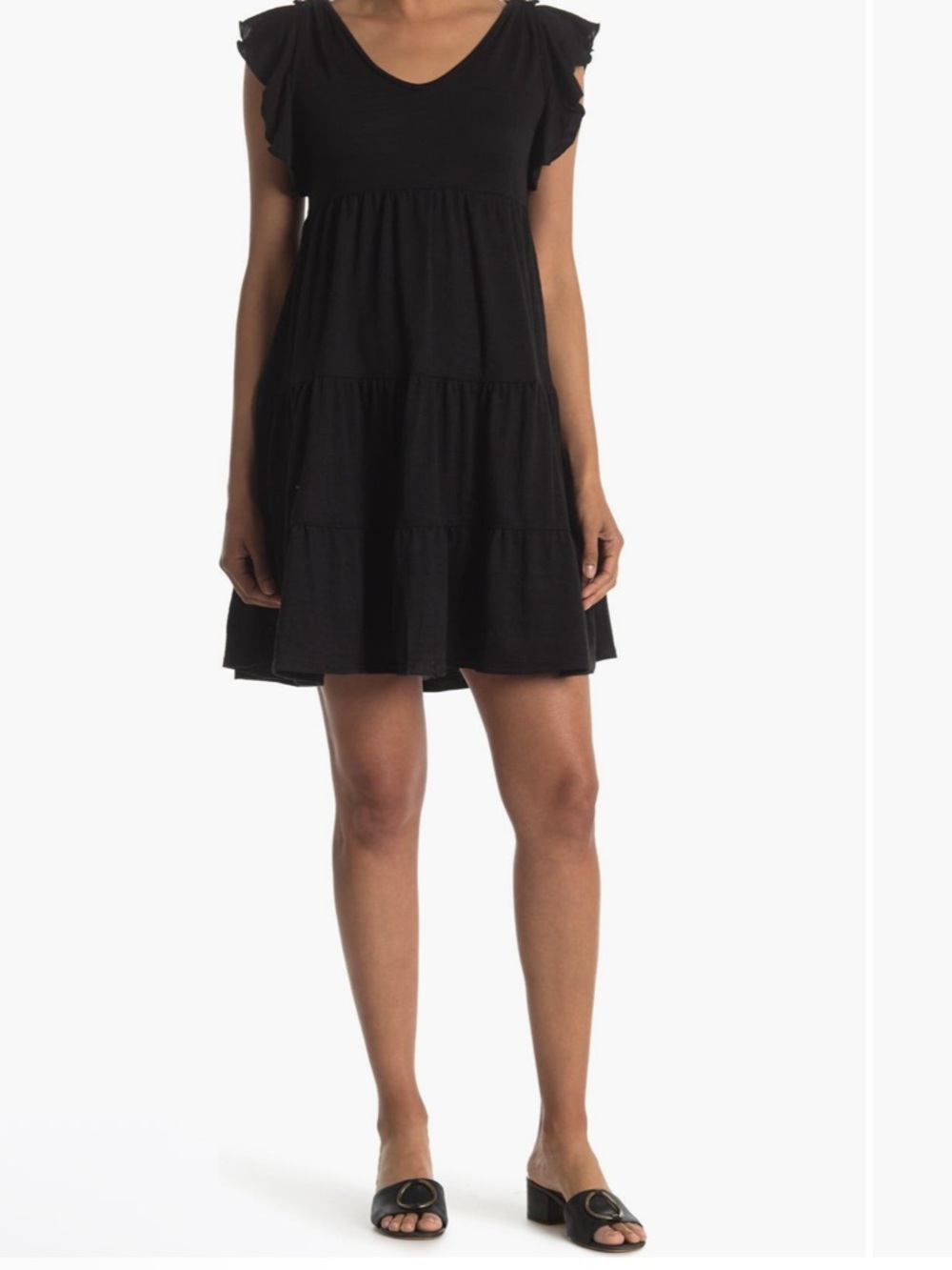 MAX STUDIO
Ruffle Cap Sleeve Tiered Jersey Babydoll Dress